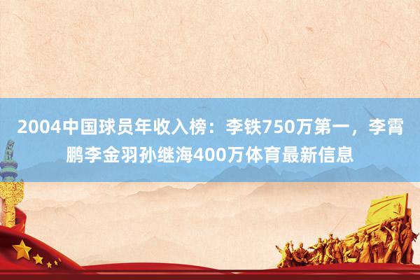 2004中国球员年收入榜：李铁750万第一，李霄鹏李金羽孙继