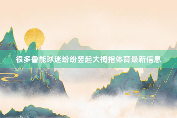 很多鲁能球迷纷纷竖起大拇指体育最新信息