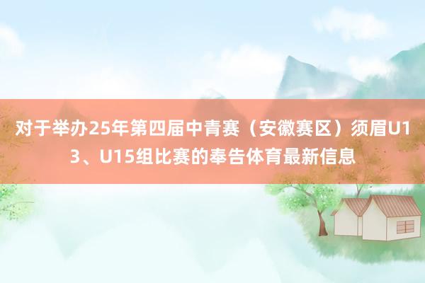 对于举办25年第四届中青赛（安徽赛区）须眉U13、U15组比赛的奉告体育最新信息