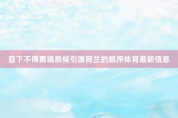 目下不得离境恭候引渡荷兰的顺序体育最新信息
