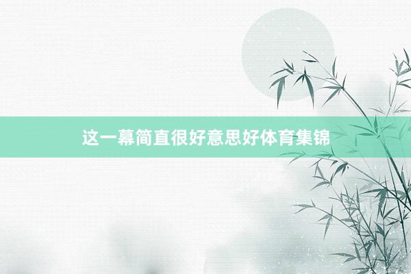 这一幕简直很好意思好体育集锦