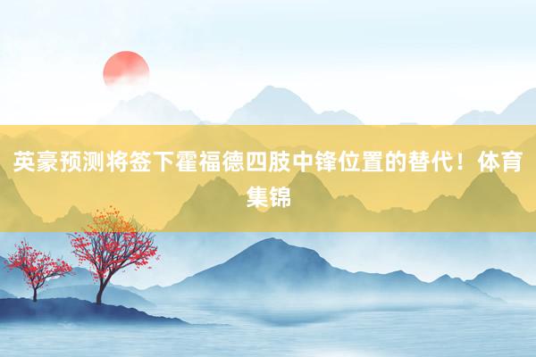 英豪预测将签下霍福德四肢中锋位置的替代！体育集锦