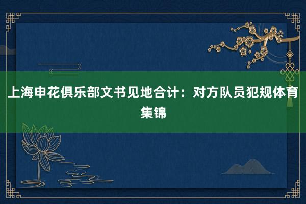 上海申花俱乐部文书见地合计：对方队员犯规体育集锦