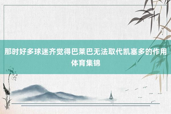 那时好多球迷齐觉得巴莱巴无法取代凯塞多的作用体育集锦