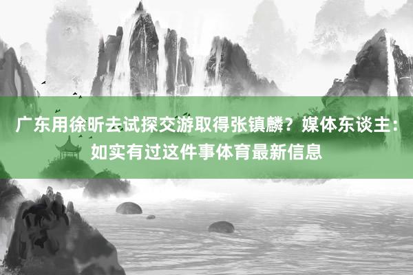 广东用徐昕去试探交游取得张镇麟？媒体东谈主：如实有过这件事体育最新信息