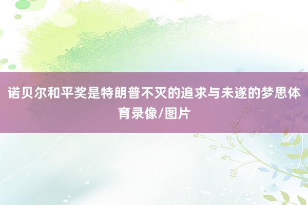 诺贝尔和平奖是特朗普不灭的追求与未遂的梦思体育录像/图片