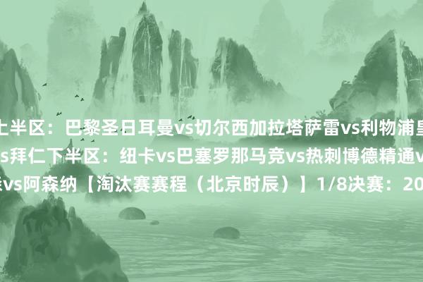 上半区：巴黎圣日耳曼vs切尔西加拉塔萨雷vs利物浦皇家马德里vs曼城亚特兰大vs拜仁下半区：纽卡vs巴塞罗那马竞vs热刺博德精通vs葡萄牙体育勒沃库森vs阿森纳【淘汰赛赛程（北京时辰）】1/8决赛：2026年3月11/12日及18/19日1/4决赛：2026年4月8/9日及15/16日半决赛：2026年4月29/30日及5月6/7日决赛：2026年5月31日（布达佩斯）    体育录像/图片
