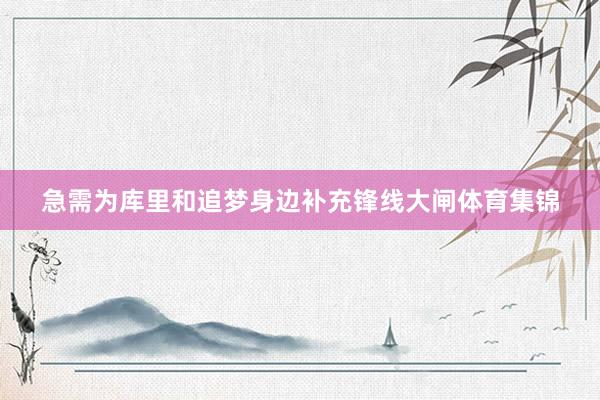 急需为库里和追梦身边补充锋线大闸体育集锦