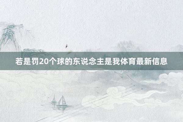 若是罚20个球的东说念主是我体育最新信息